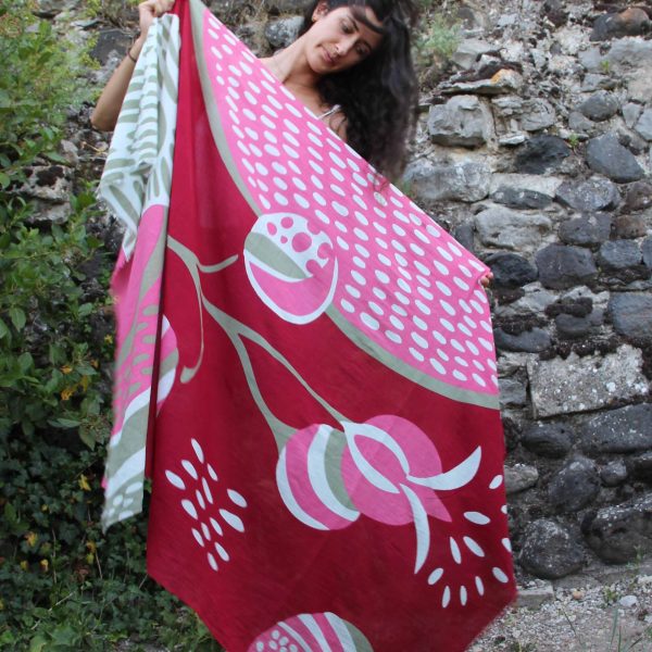 Foulard Coton Bio Onirique Rouge Red