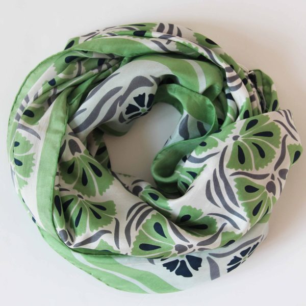 Carré Soie Bleuet Vert/ Green