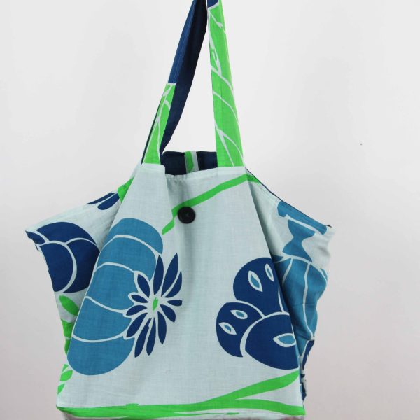 Cabas en coton upcycling Poppy Bleu Blue