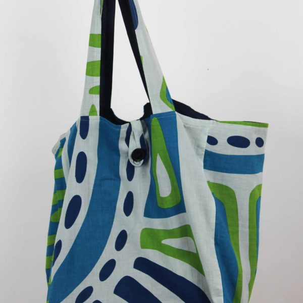 Cabas en coton upcycling Shangha Bleu Blue