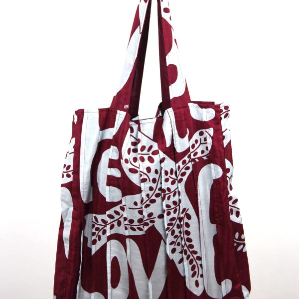 Sac Musette en soie Peace and Love Bordeaux