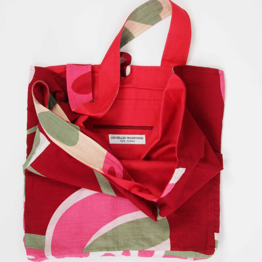 Cabas en coton upcycling Onirique Rouge Red – Image 4