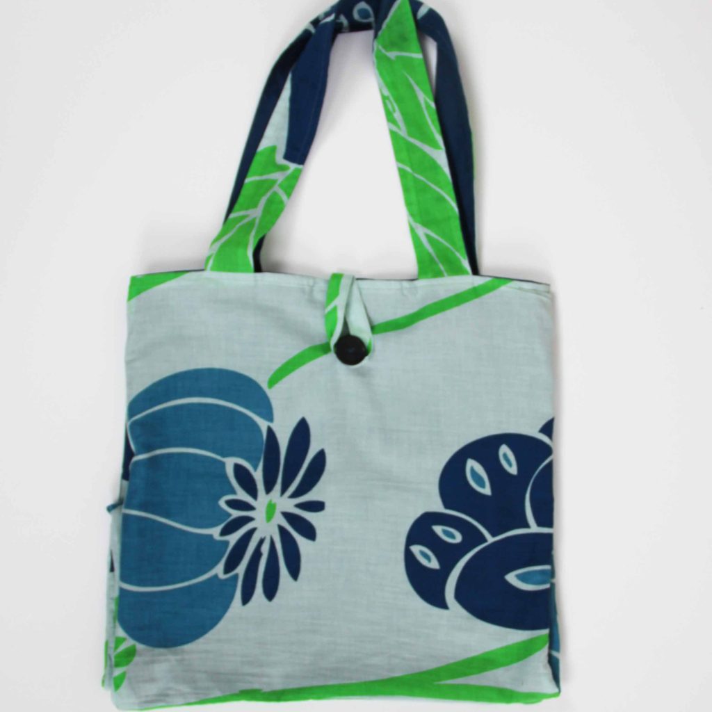 Cabas en coton upcycling Poppy Bleu Blue – Image 3