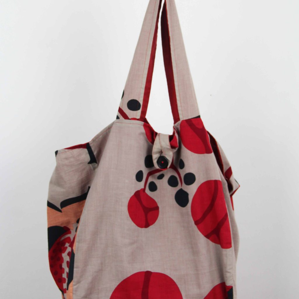 Cabas en coton upcycling Prunus Rouge Red – Image 2