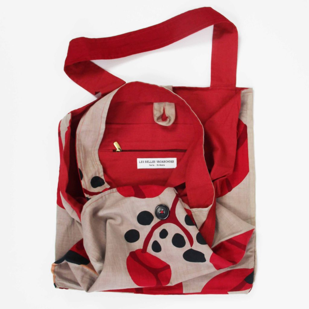 Cabas en coton upcycling Prunus Rouge Red – Image 3