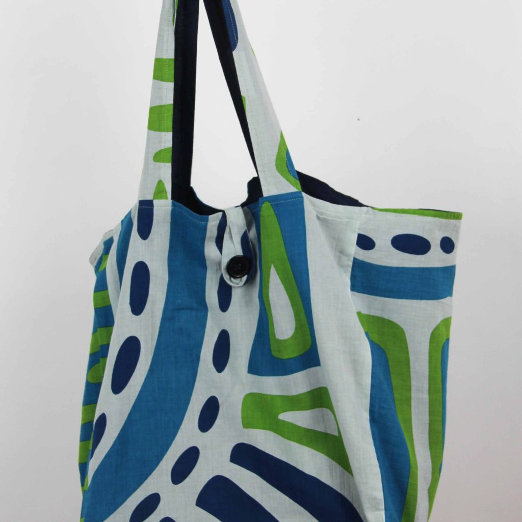 Cabas en coton upcycling Shangha Bleu Blue