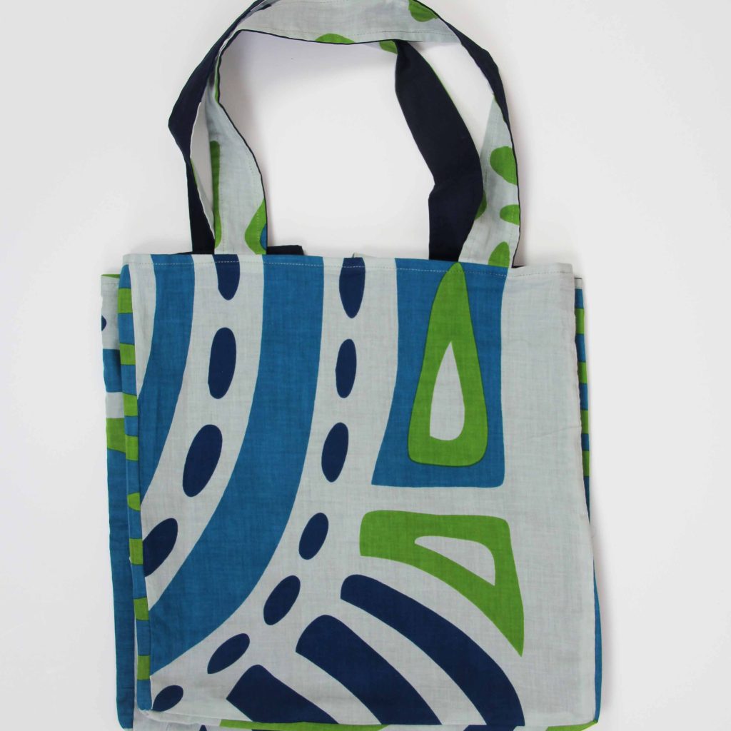 Cabas en coton upcycling Shangha Bleu Blue – Image 3