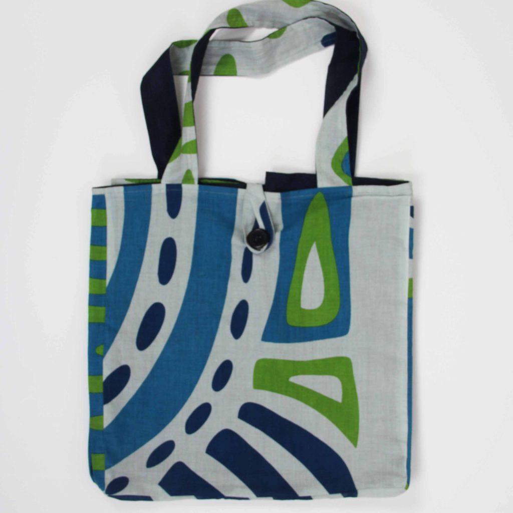 Cabas en coton upcycling Shangha Bleu Blue – Image 4