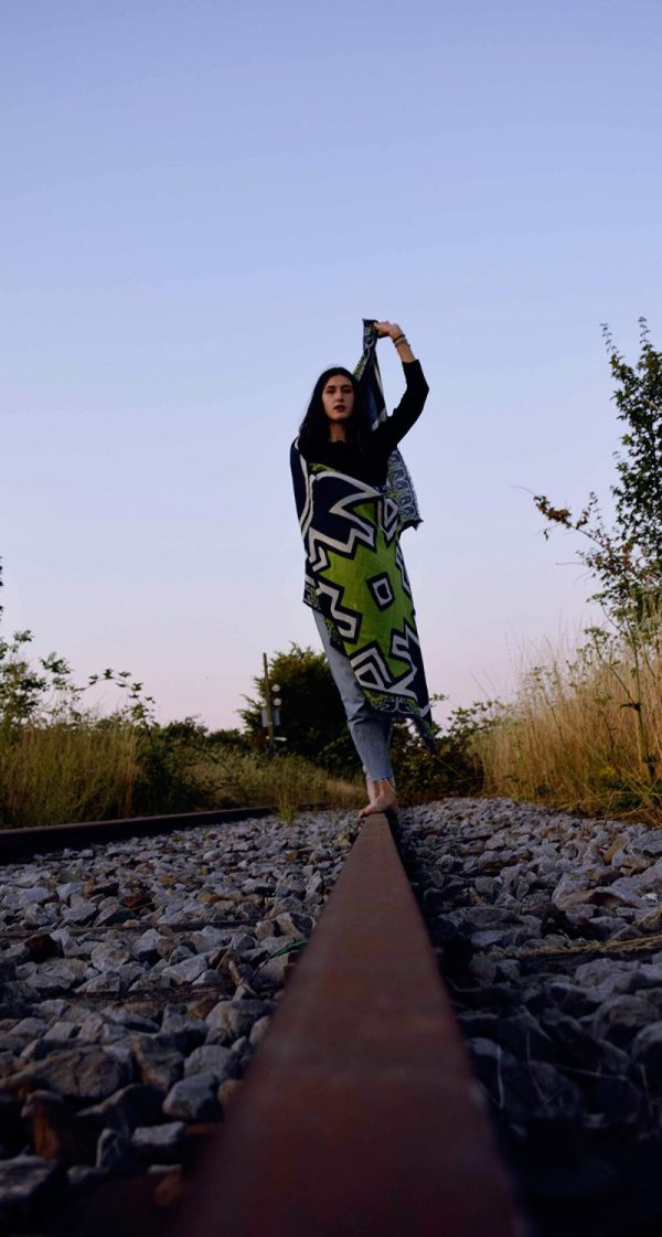 XL Wool Scarf Ndebele Vert Green - Image 3