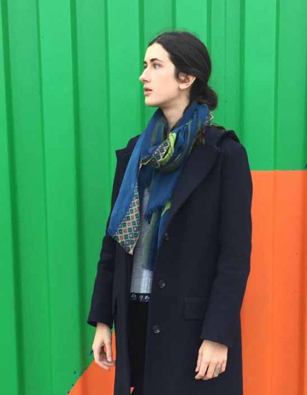 Wool Scarf Grues Blue and Green