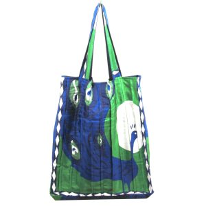Upcycling Silk Bag Musette Paon Vert
