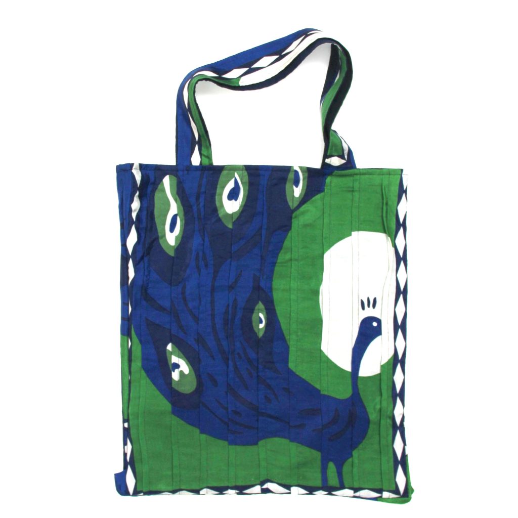 Upcycling Silk Bag Musette Paon Vert - Image 2
