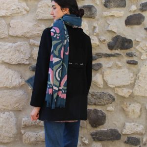 XL Wool Scarf Aliona Navy Marine