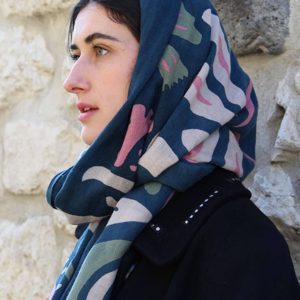 XL Wool Scarf Aliona Navy Marine - Image 2