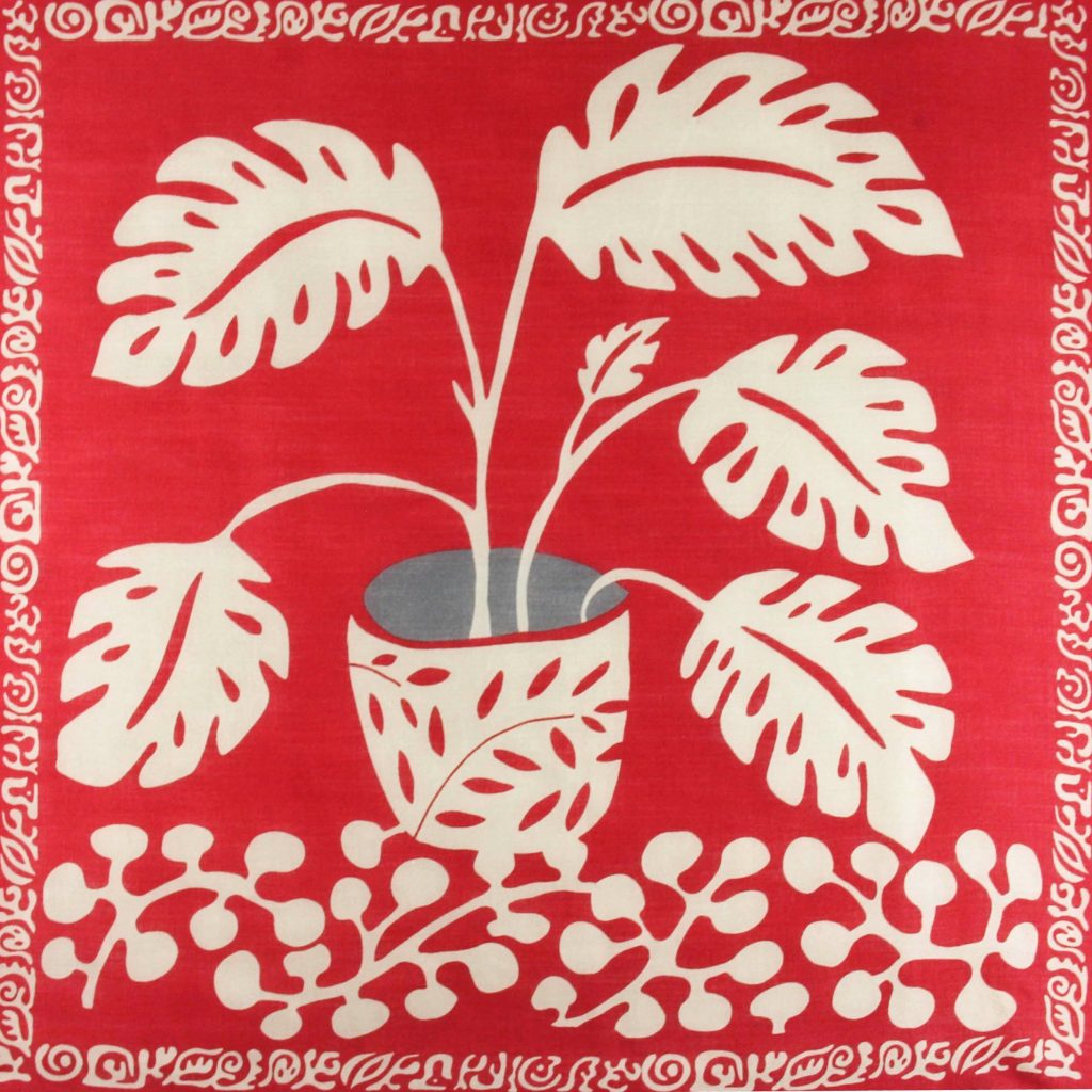 Carré Laine Monstera Rouge