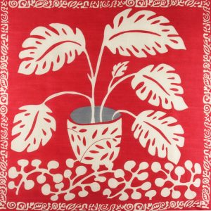 Carré Laine Monstera Rouge