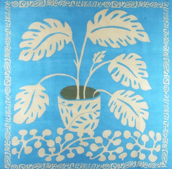 Carré Laine Monstera Bleu