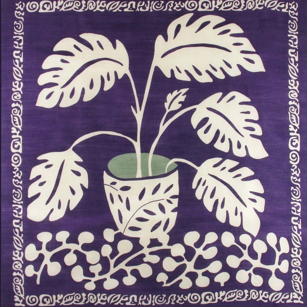 Carré Laine Monstera Prune