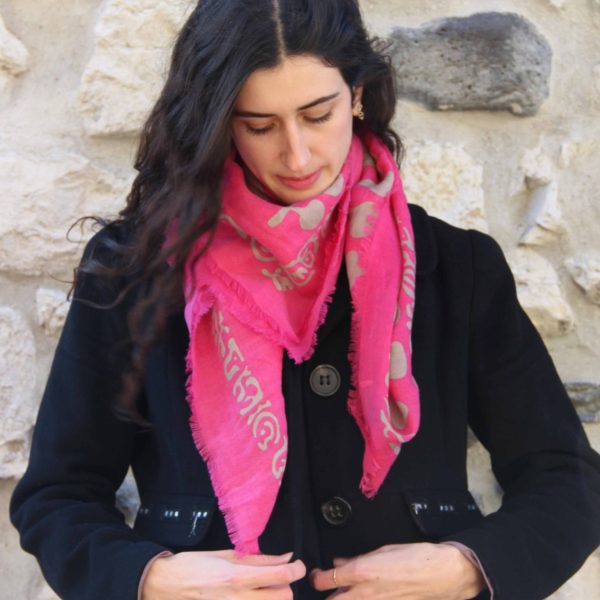 Wool Square Monstera Fuchsia