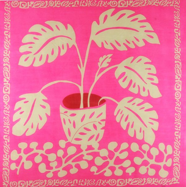 Carré Laine Monstera Fuchsia – Image 3