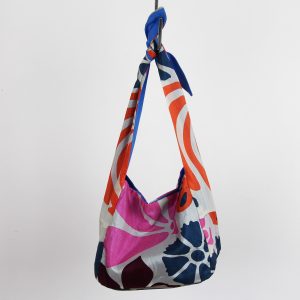 Upcycling Silk Bag Bobby Flower Power Gris
